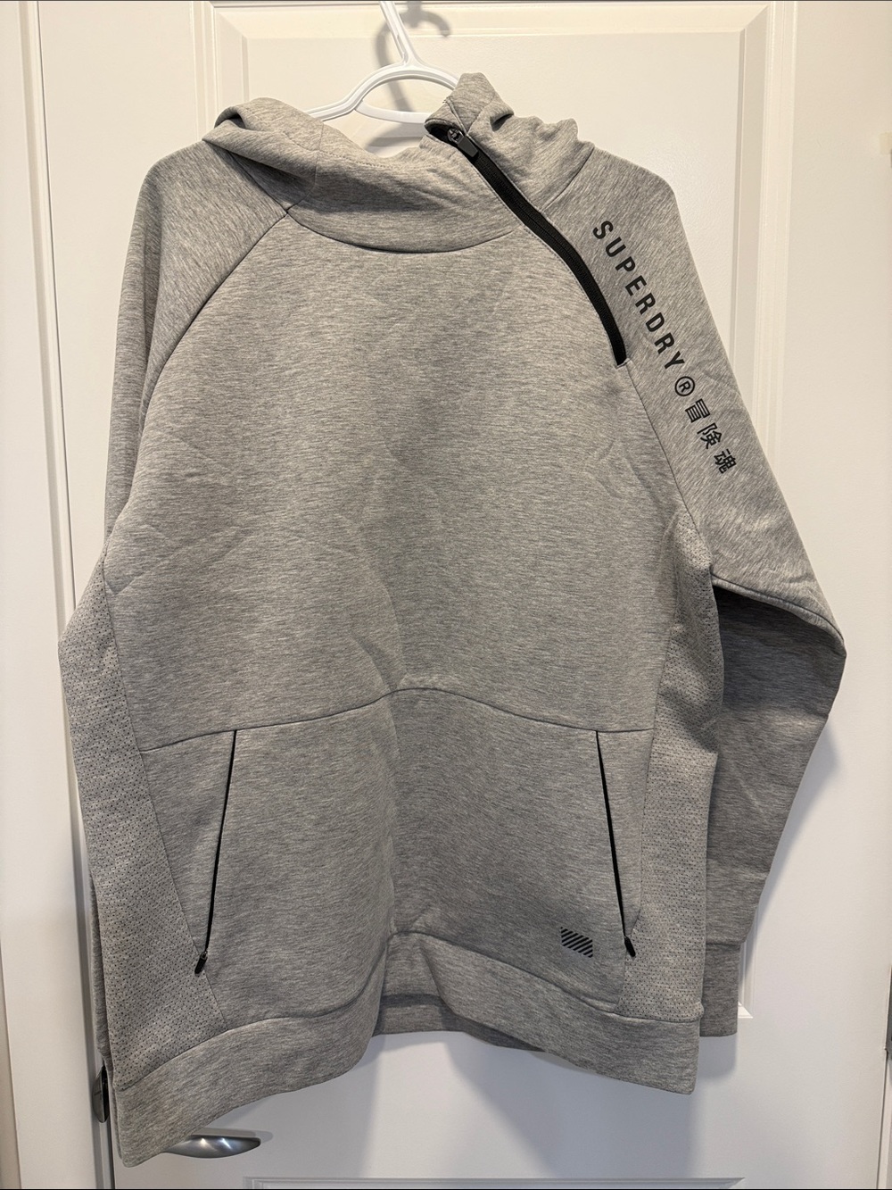 Superdry Grey Hooded Sweatshirt with Black Accents